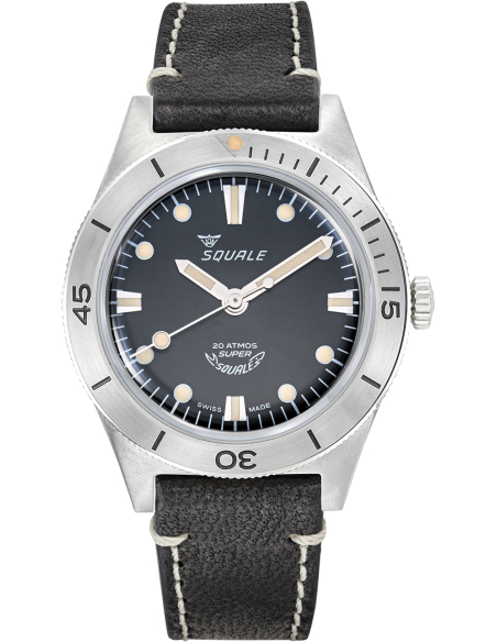 Squale Super Squale Sunray Black Leather Klocka SUPERSSBK.PN - 1